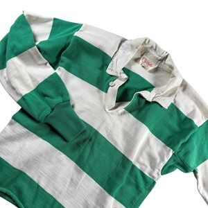 True VTG Canterbury Rugby Jersey Mens M Green White Striped New Zealand Made